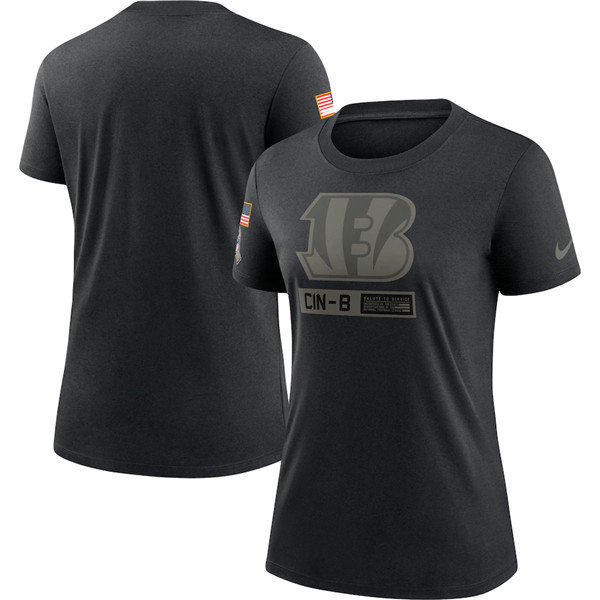 Women's Cincinnati Bengals 2020 Black Salute To Service Performance NFL T-Shirt (Run Small) - Click Image to Close